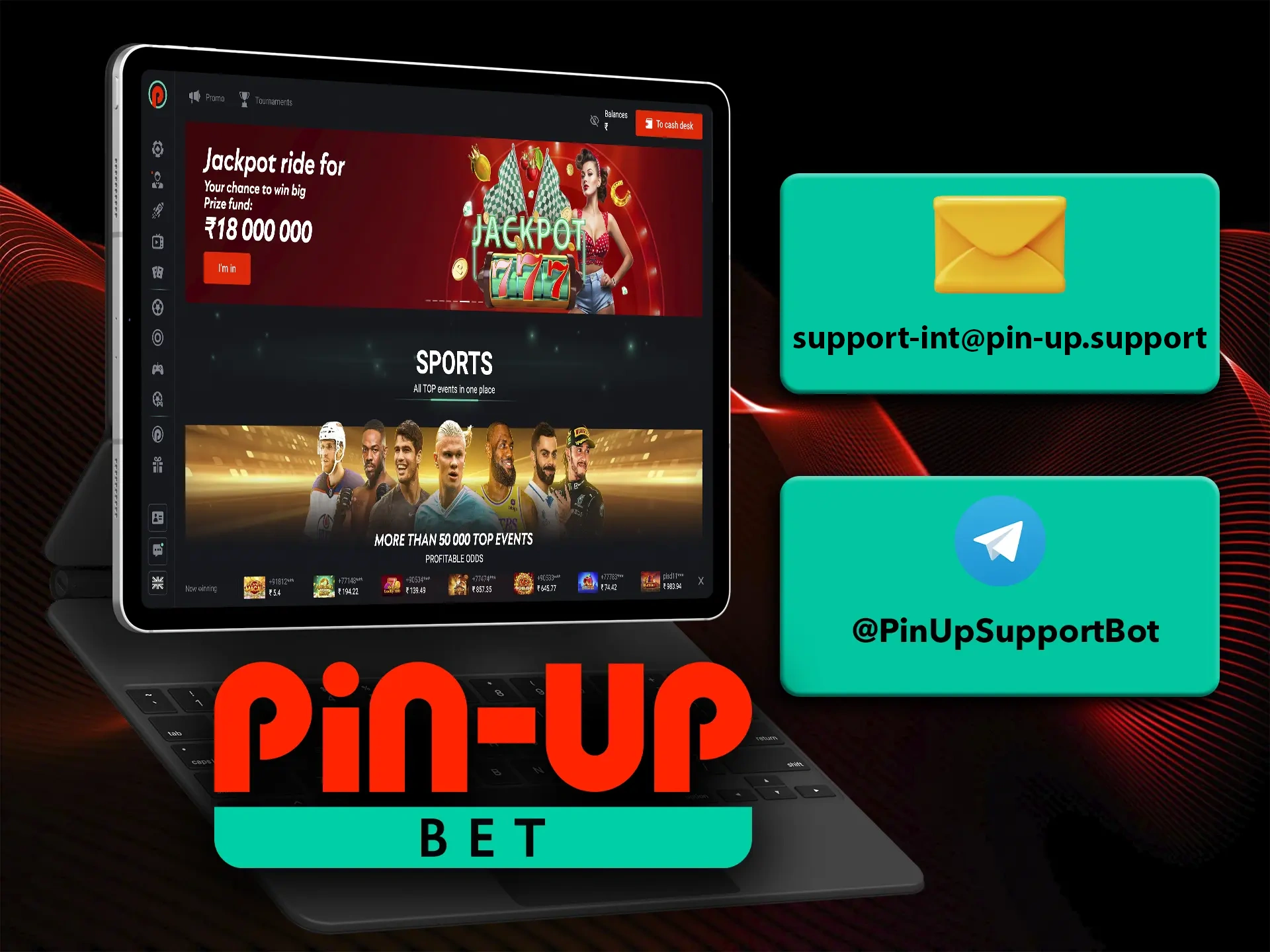 You can email or Telegram to get in touch with Pin Up support.