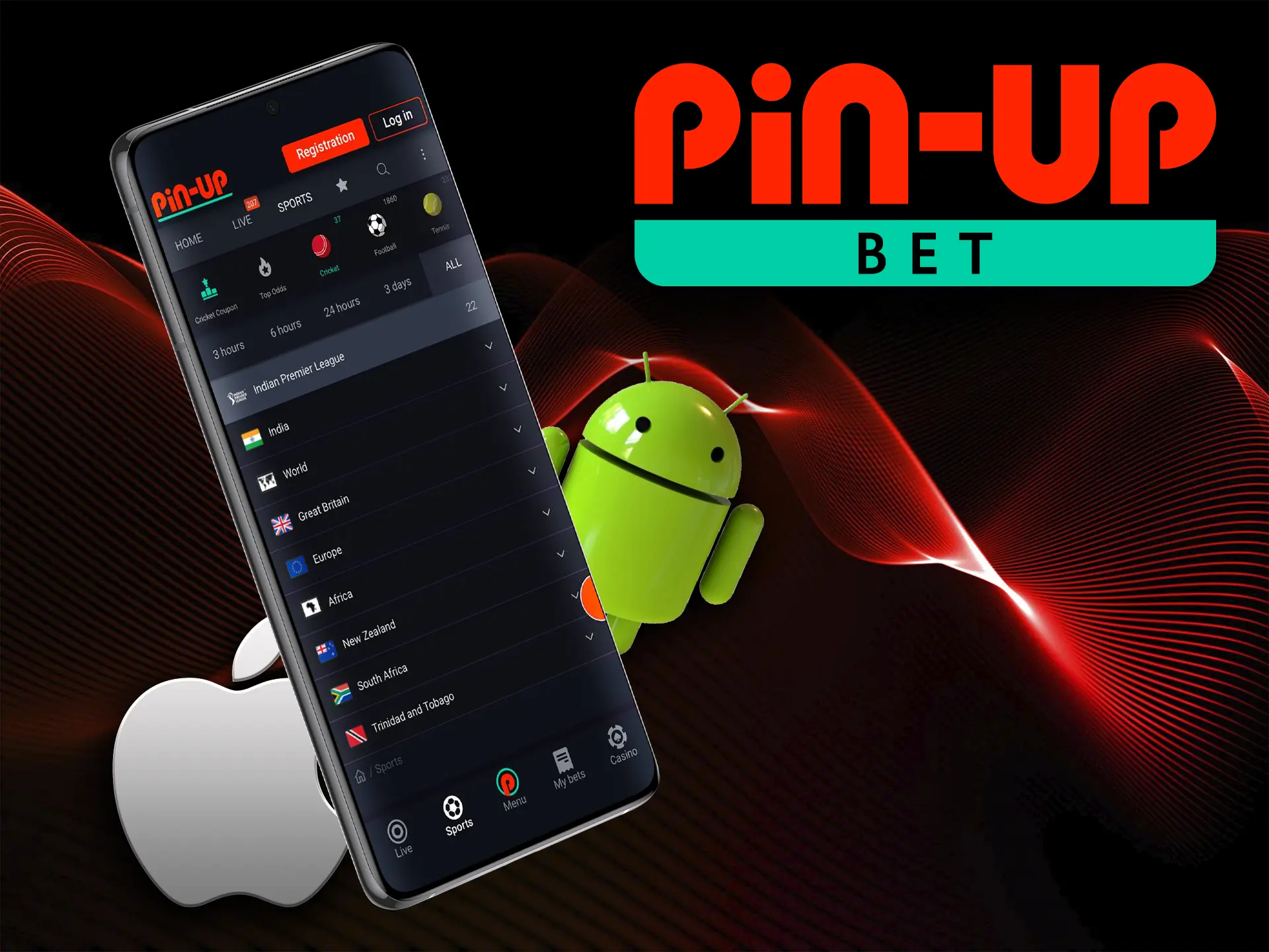 Use Pin Up's iOS and Android mobile app to have quick access to cricket betting.