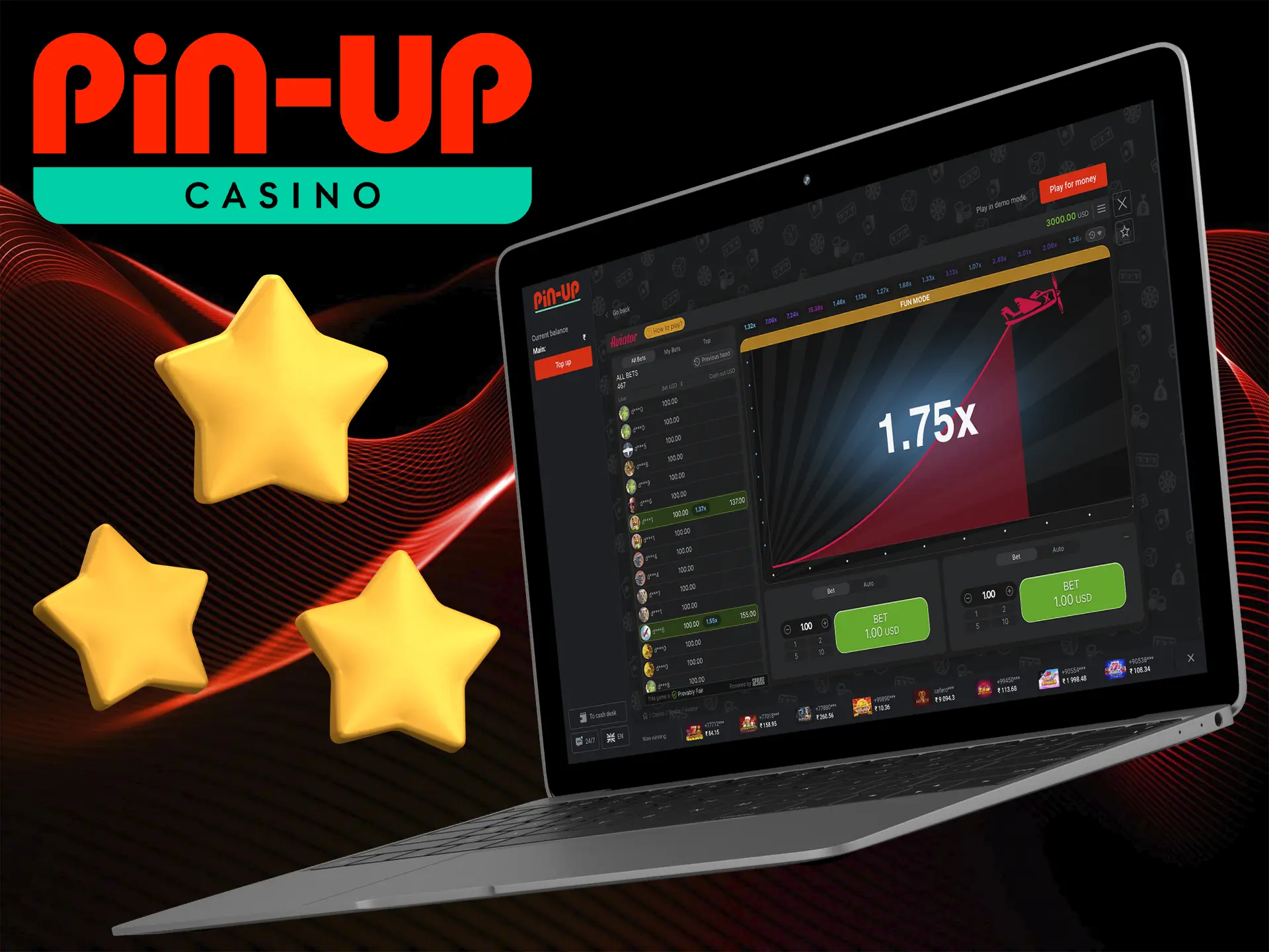 Positive reviews from Pin Up Casino users bring the Aviator game to the highest slots ranking positions.