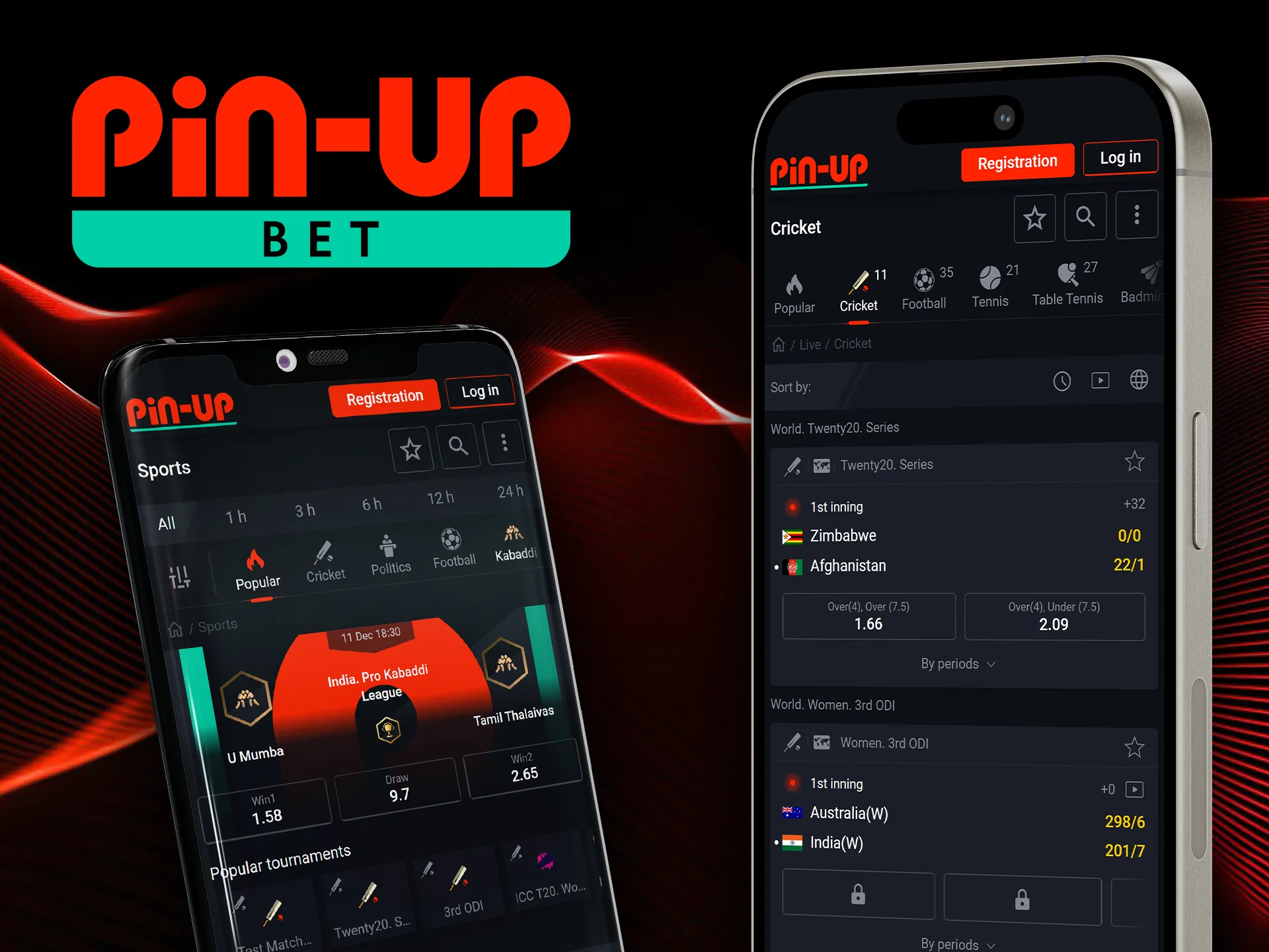 Place bets in advance and during the match in the Pin Up app.