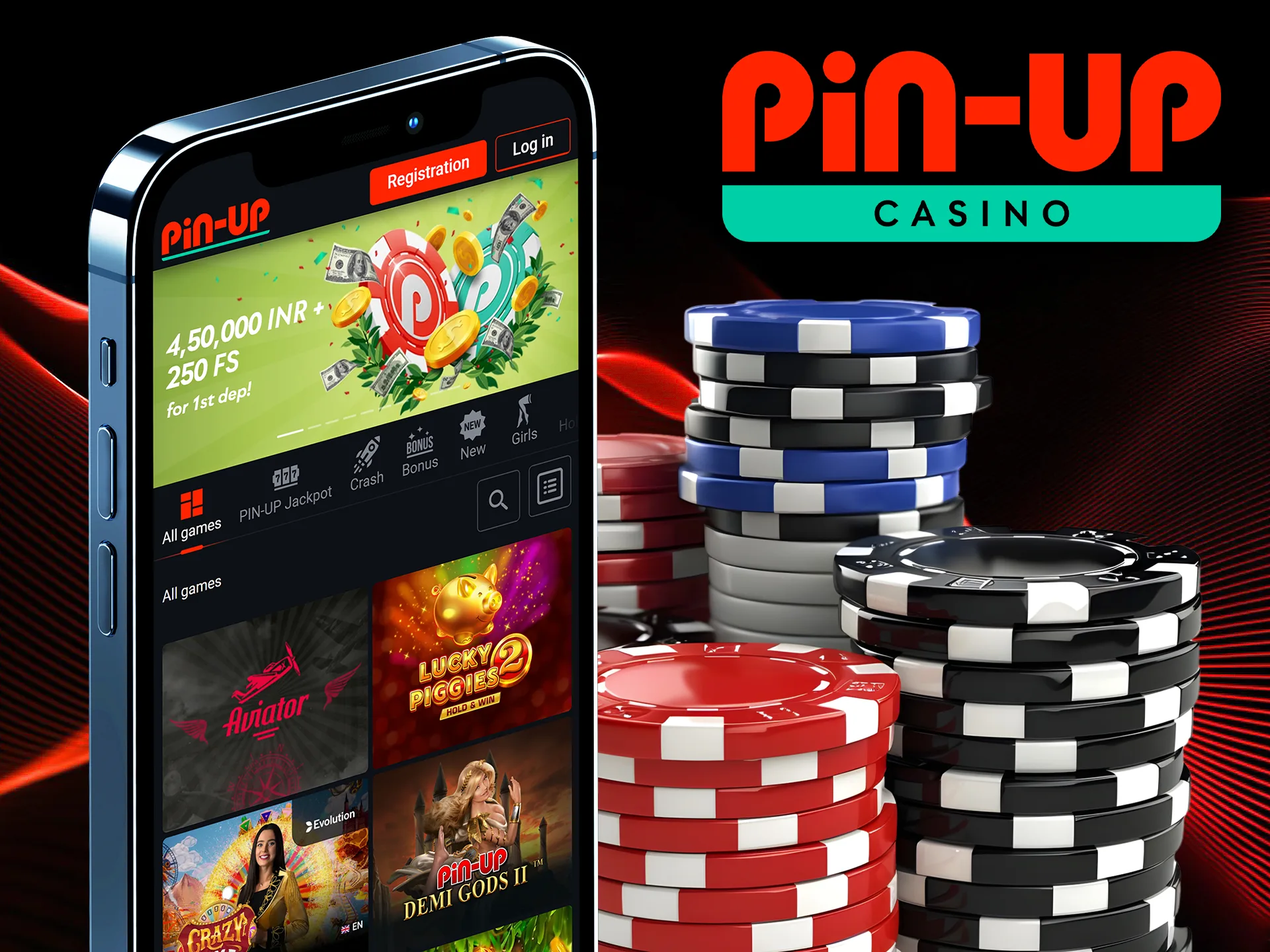 Choose your favorite casino games and play right in the Pin Up app.