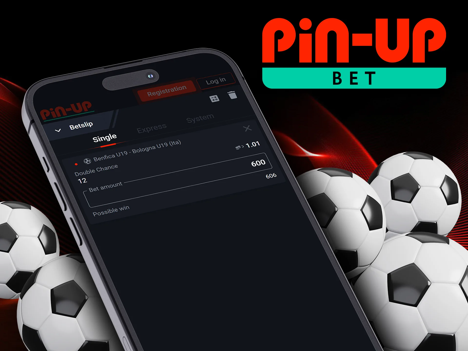 Place simple bets, as well as system and express bets in the Pin Up app.